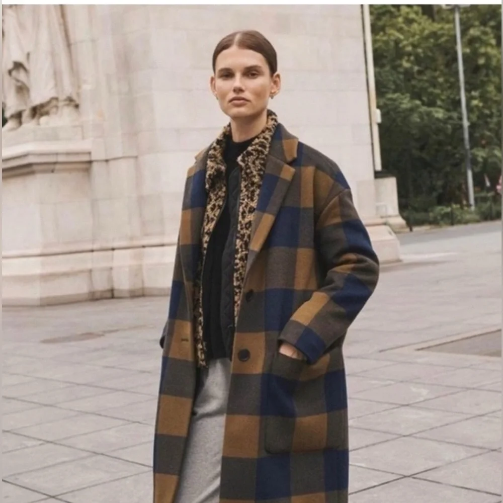 Madewell Elmcourt women’s plaid wool Trench Coat size S #Taylor Swift #Evermore - Picture 11 of 11